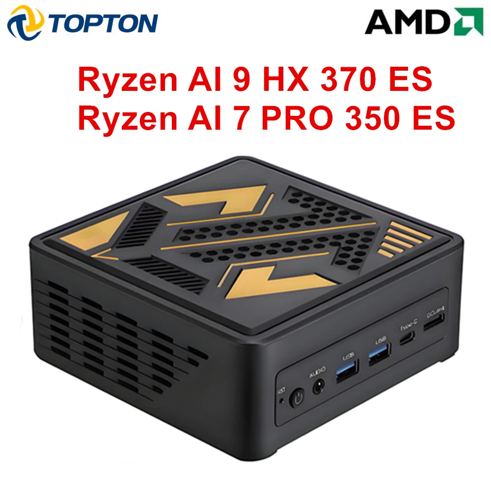 Topton Gaming Mini PC OCuLink AMD Ryzen AI 9 HX 370 ES AI 7 PRO 350 ES USB4 2x2.5G LAN 2xNVMe Desktop Computer Windows 11 WiFi6E