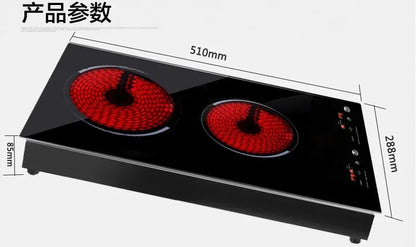 Kitchen 2 Rings Ceramic Cooker Induction Cooktop Double Electric Cooker Hob Heating Cooker Electric Stove Vertical Cooking Plate