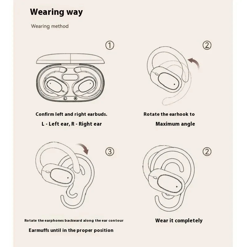 OWS Headphones Over-Ear Open-Ear Wireless Bluetooth Earphones Style Noise Cancellation Rotatable Feature With Mic Portable Audio