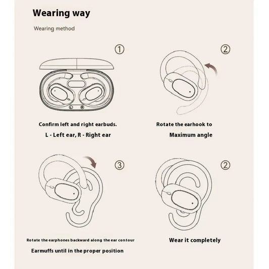 OWS Headphones Over-Ear Open-Ear Wireless Bluetooth Earphones Style Noise Cancellation Rotatable Feature With Mic Portable Audio