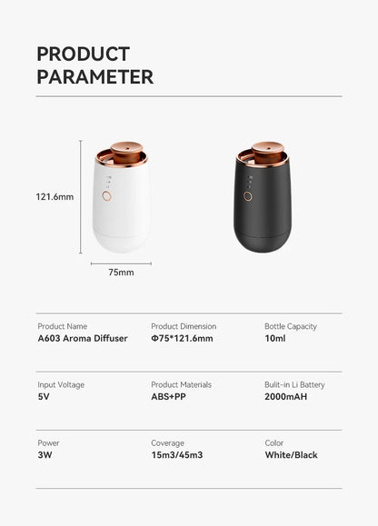 HIINST Waterless Diffuser for Essential Oil Luxury Aromatherapy Diffuser Rechargeable Aroma Diffuser for Home Room