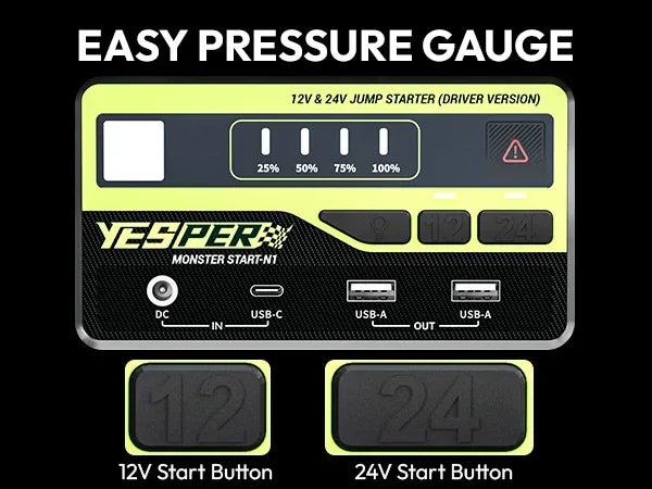 YESPER 24V Jump Car 6000A Peak Jump Starter For car Truck Portable Truck Battery Starting Device External battery