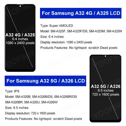For Samsung Galaxy A32 4G LCD SM-A325F Display Touch Screen Digitizer For Samsung Galaxy A32 5G LCD SM-A326B Replacement