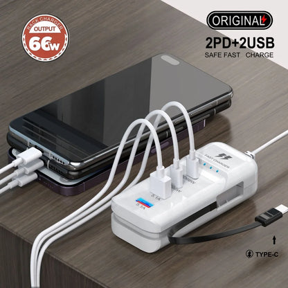 66W Muti Ports USB Type C Charger Socket EU/US/UK Fast Charging Plug Wall Adapter For Xiaomi Samsung Xiaomi Charger Power Strip