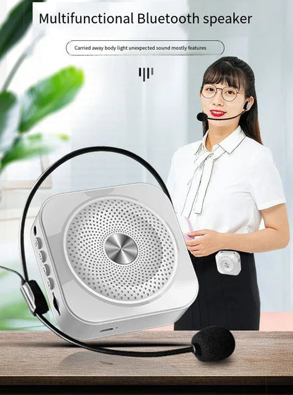 Mini Bee Megaphone Portable Charge Bluetooth4.0 Compatible Megaphone With Lavalier Microphone Waist Hanging Voice Amplifier TF