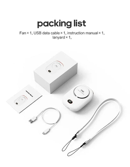 New Portable Hanging Neck Fan, Mini Cooling Waist Fans, Rechargeable Bladeless Fans 2000mAh Outdoor Personal Ventilador