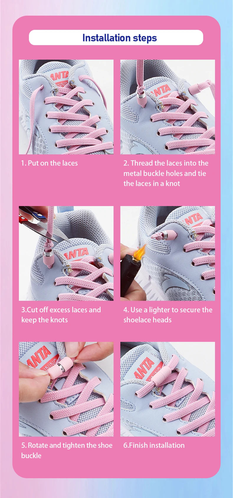 Metal Capsule Buckle Shoelaces without ties Sneaker Flats Elastic Laces Kids Adult Quick Lace On/Off Shoelace 1Pair/2Pair