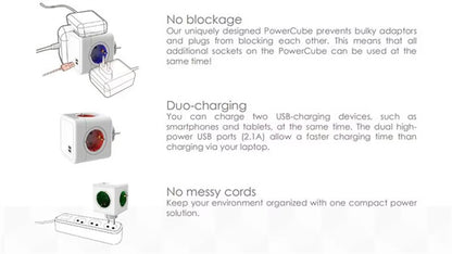 Massfa Multi Usb Power Strip Electrical Plug Cube Multiple Extension Socket with 4 Eu Outlets 3680W Adapter for Home Office