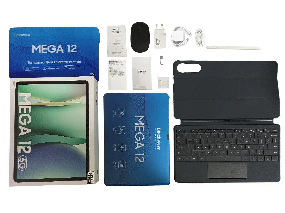 Blackview MEGA 12 Tablet 5G 12.2" 2.4K 120Hz Display Dimensity 7200 CPU IP69K Waterproof 50MP Camera 10000mAh Pad PC