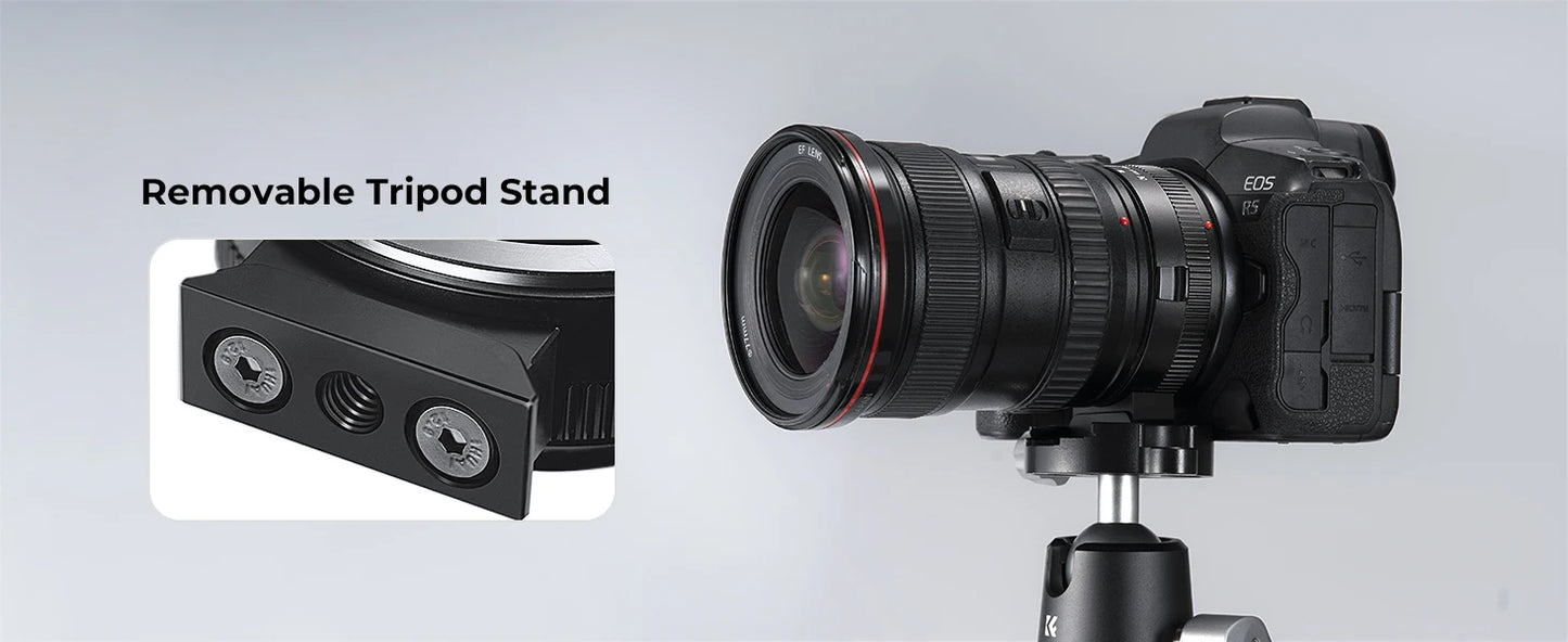 K&F CONCEPT EF to EOS R Adapter Auto Focus Lens Mount Adapter for Canon EF EF-S Lens to Canon EOS R/RF R3 R6 R50 Mount Cameras