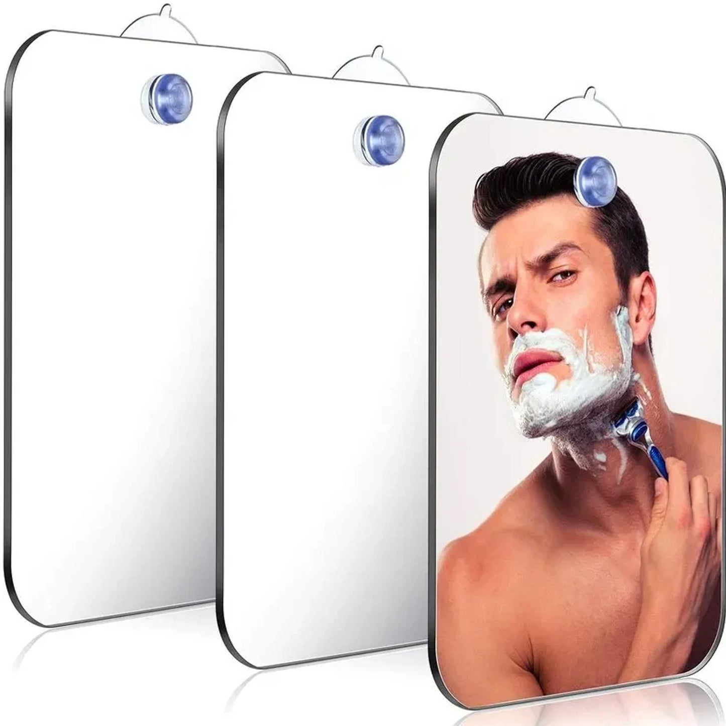 Acrylic Anti Fog Mirror With Wall Suction Shower Mirror For Man Shaving Women Makeup Portable Travel Bathroom Accessories