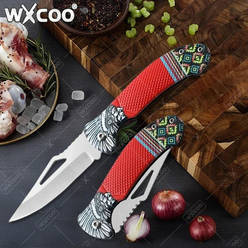 WXCOO Folding Knife Stainless Steel Cooking Kitchen Vegetable Knife Accessories Fruit Peeler Meat Cleaver Pocket Knife Kitchen