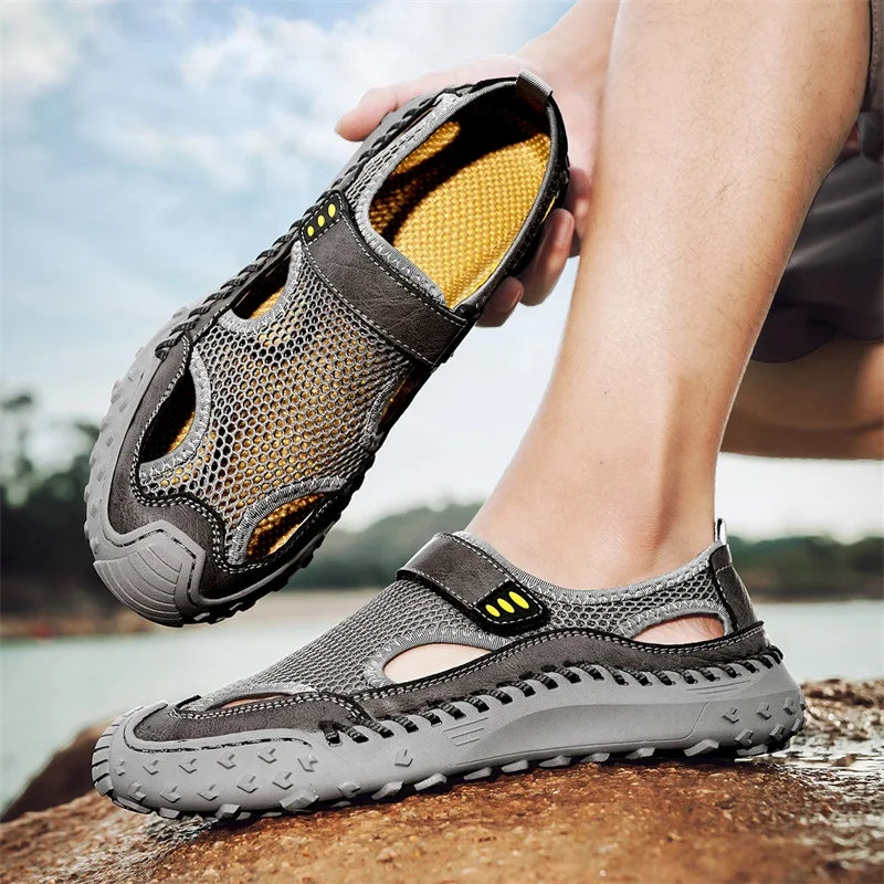 Summer Men Sandals Genuine Leather Mens Casual Shoes Outdoor Men Leather Sandals for Men Beach Shoes Roman mens Shoes