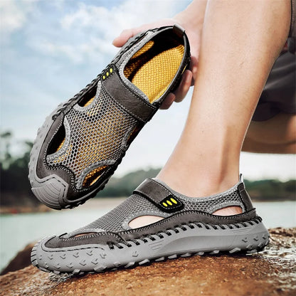 Summer Men Sandals Genuine Leather Mens Casual Shoes Outdoor Men Leather Sandals for Men Beach Shoes Roman mens Shoes