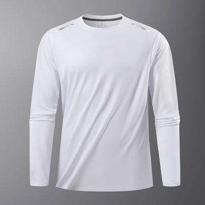 Long-Sleeved Ice Silk Breathable Running Top Round Neck Fitness Wear Quick-Drying Sports T-Shirt Thin Casual Quick-Drying