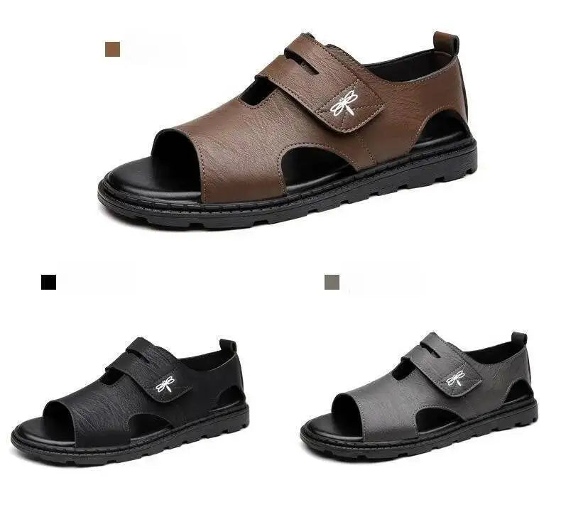2025 New Fashion Brand Roman Sandals For Men Soft Sole Comfortable High-Quality Leather Beach Men's Casual Shoes