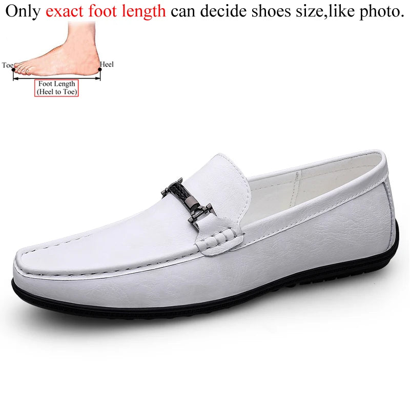 Men Loafers Slip on White Leather Shoes Casual Fashion Luxury Shoes Designer Italian Brand Loafer Moccasins Four Seasons