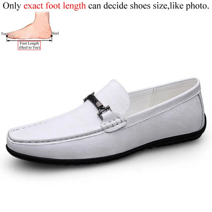 Men Loafers Slip on White Leather Shoes Casual Fashion Luxury Shoes Designer Italian Brand Loafer Moccasins Four Seasons