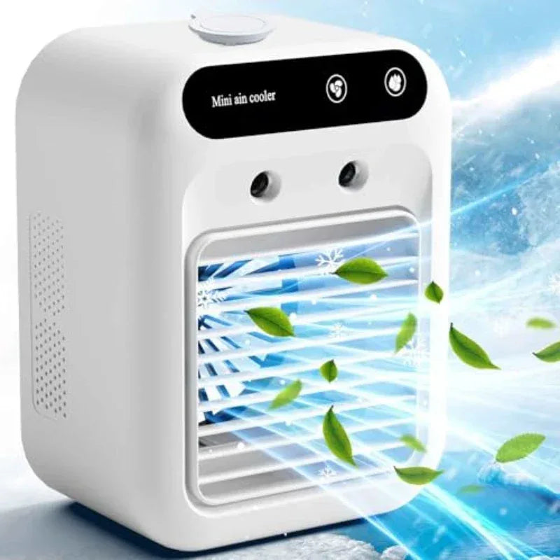Mini Air Cooler Fan Portable Desktop Cooling Fan with Spray Humidification 2 Wind Speeds Rechargeable for Home Office Cooling