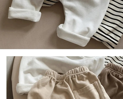 2025Spring Autumn New Baby PP Pants 1-5Y Boys Girls Cotton Striped Loose Harem Trousers Toddler Daily Infant Wear Kids Clothing