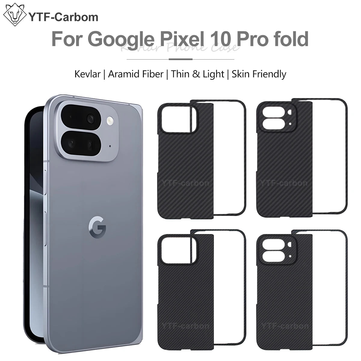 YTF-Carbon new style for Google Pixel 10 Pro fold Kevlar carbon fiber hinge protection cover ultrathin 10 Pro fold phone case
