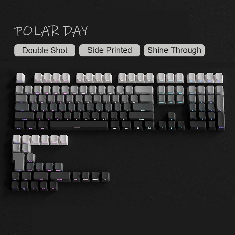 Babysbreath Side Print Shine Through Keycap Cherry Profile Double Shot PBT Keycaps 130 Key for Cherry MX Switches Gamer Keyboard