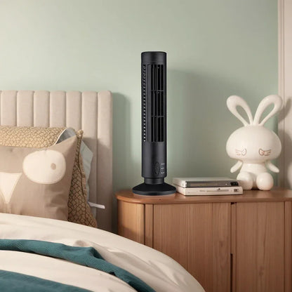 USB LED Tower Fan Bladeless Cooling Fan 2 Gear Speed Stand Up Tower Fan Portable Electric Floor Fan for Living Room Bedroom