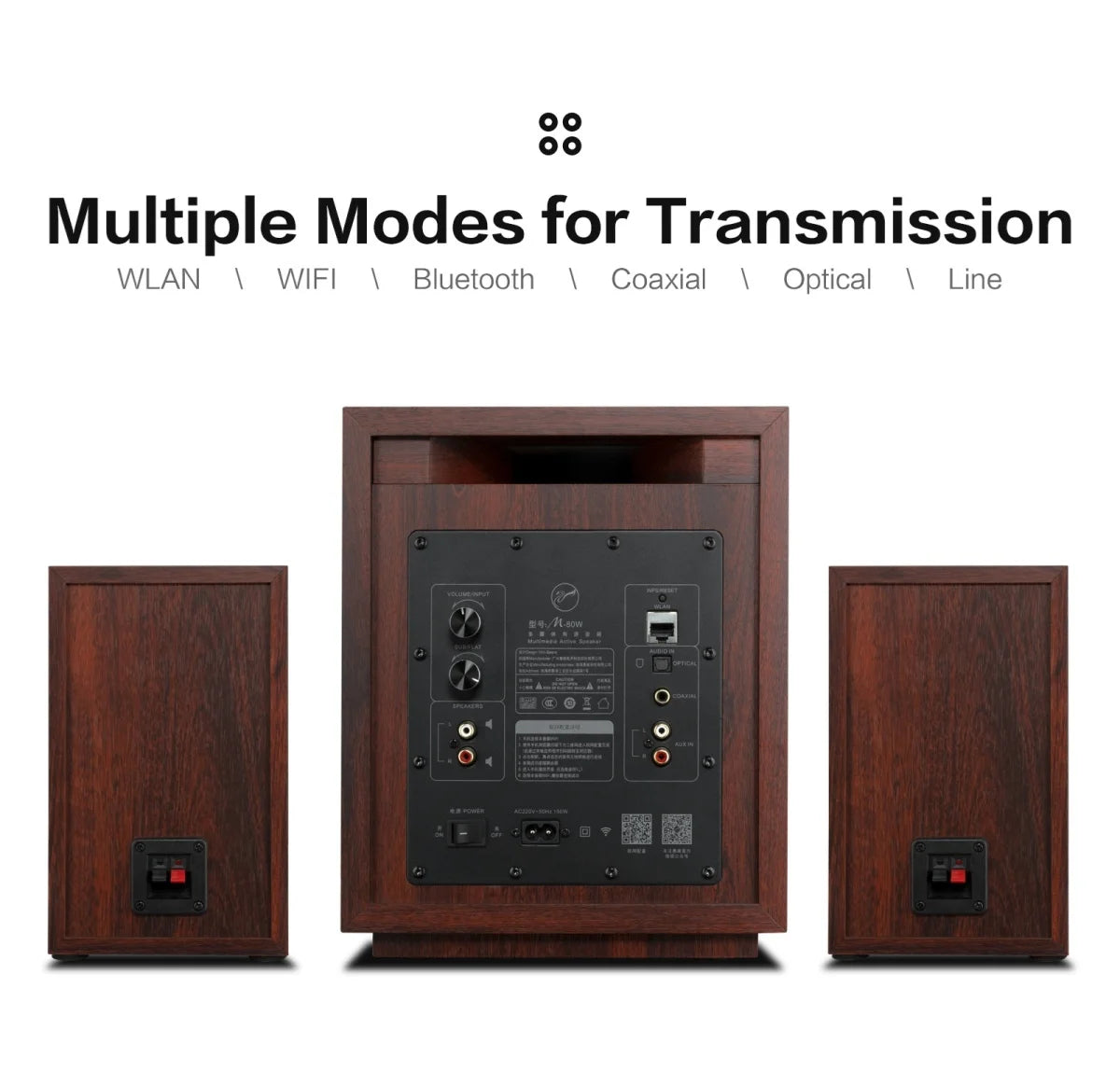 Hivi M-80W Wireless WiFi & Bt Digital Soundbar, 2.1 Active Multimedia Speaker System for TV & Home Theater