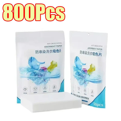 50-1400Pcs Laundry Tablets Laundry Paper Anti-Staining Mixing Color Mixing Absorption Washing Household for Washing Machine