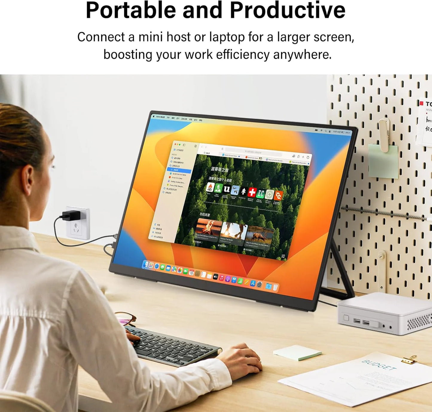 23.8inch Portable Monitor 100HZ 100% SRGB IPS USB-C HDMI Large Work Switch Home Gaming Second Monitor Adjustable Stand Laptops