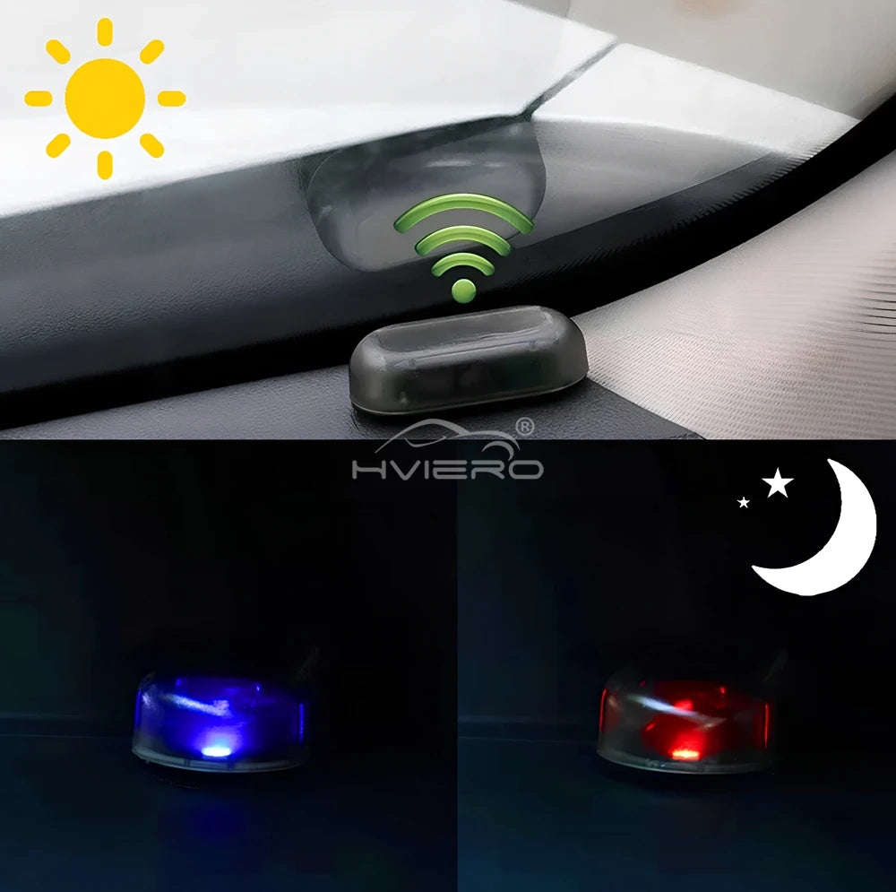 1Pcs Car Fake Security Light Solar Powered Simulated Dummy Alarm Wireless Warning Anti Theft Caution Lamp LED Flashing Imitation
