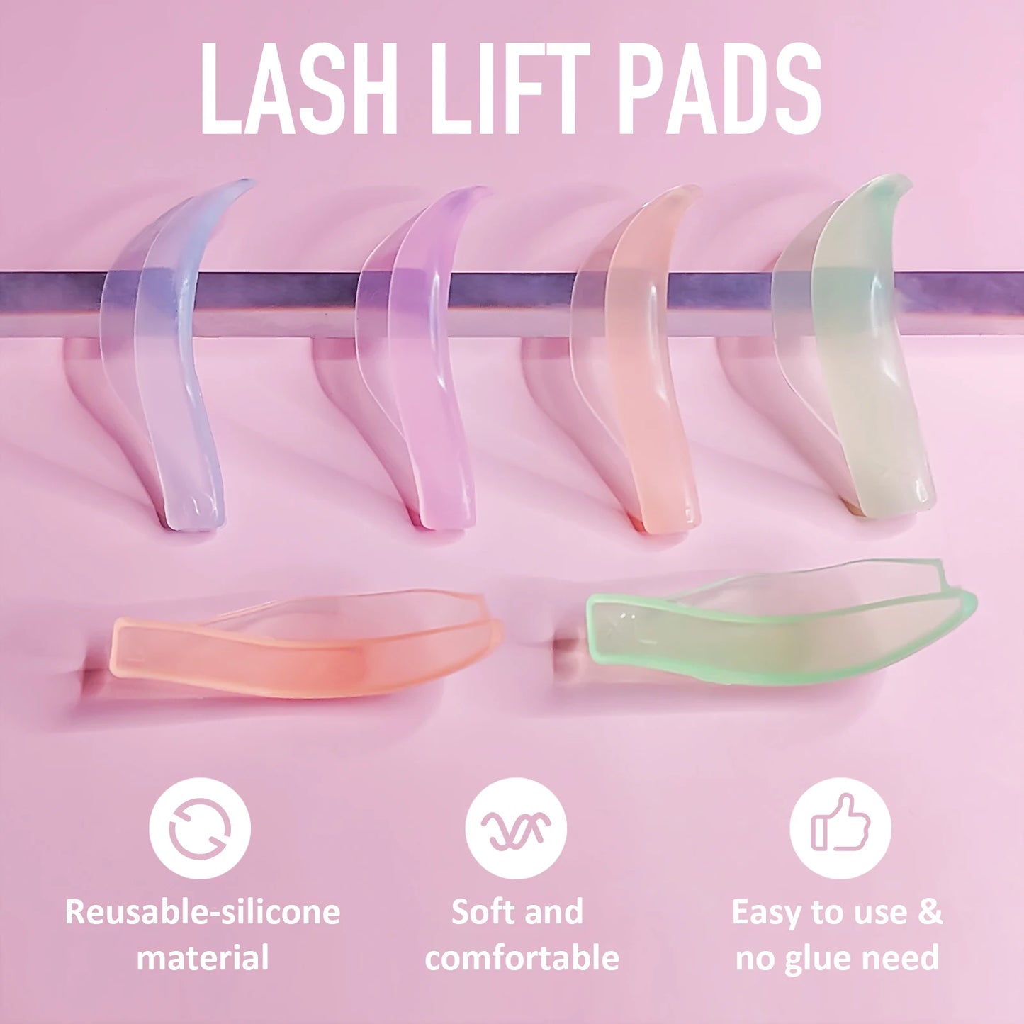 Lomansa 4 Pairs L Curl Silicone Eyelash Perm Rod Shield Sticky Lash Lift Pad Lifting 3D Eyelash Curler Accessories Makeup Tool