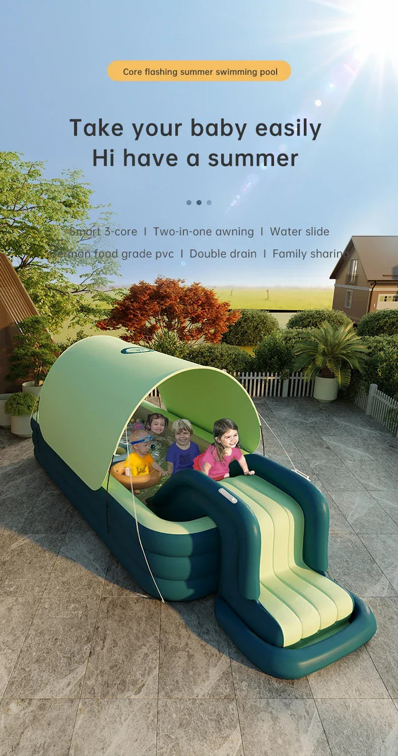 2/3M Large Swimming Pool Family Outdoor Party Pools Children's Inflatable Swimming Pool Sun Shade Folding Pool for Kids Baby Toy
