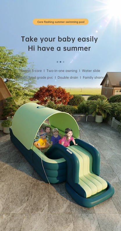 2/3M Large Swimming Pool Family Outdoor Party Pools Children's Inflatable Swimming Pool Sun Shade Folding Pool for Kids Baby Toy