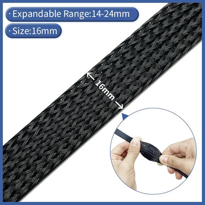 1m/5m/10m Flame Retardant Nylon Braided Wire Mesh Tubing PET Expandable Sleeving Cable and Wire Protection