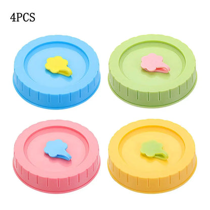 1/4Pcs Cute Universal Mason Jar Lids With Straw Hole 70mm Diameter Storage Wide Mouth Leak Proof Kitchen Supplies