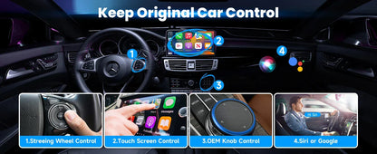 Carplay Android Auto Wireless Adapter 2 in 1 Carplay Adapter for OEM Car Stereo with USB Plug and Play Wired To Wireless