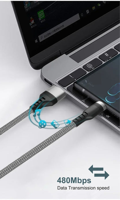 USB Type C Cable 5A Super Fast Charging Cable for iPhone 15 16 Huawei Samsung Oppo Oneplus Universal USB To USB C Extension Wire