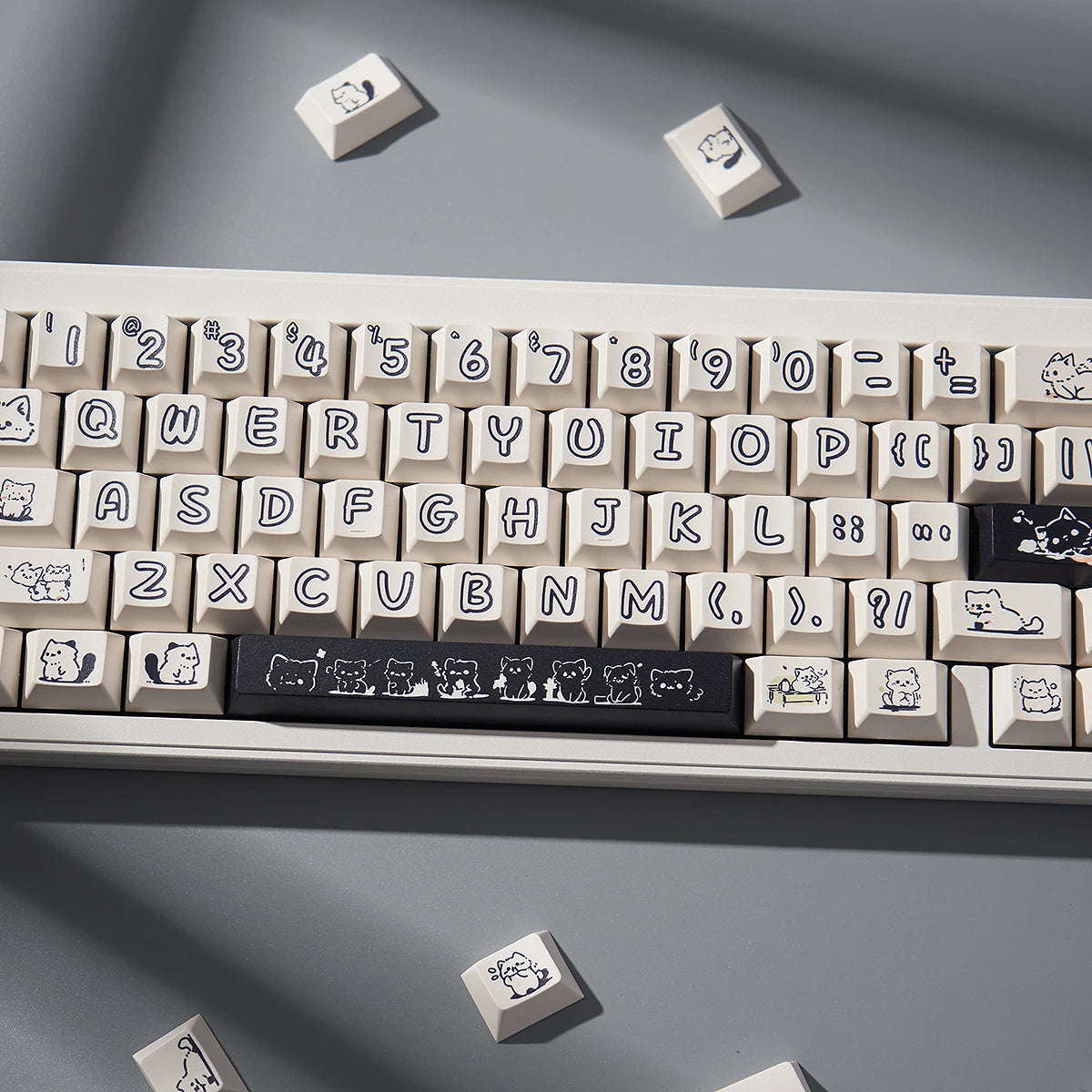 148 Keys Cute Kitten Cat Keycaps DYE-SUB Cherry Profile PBT Keycaps For Cherry MX Switch Mechanical Keyboards