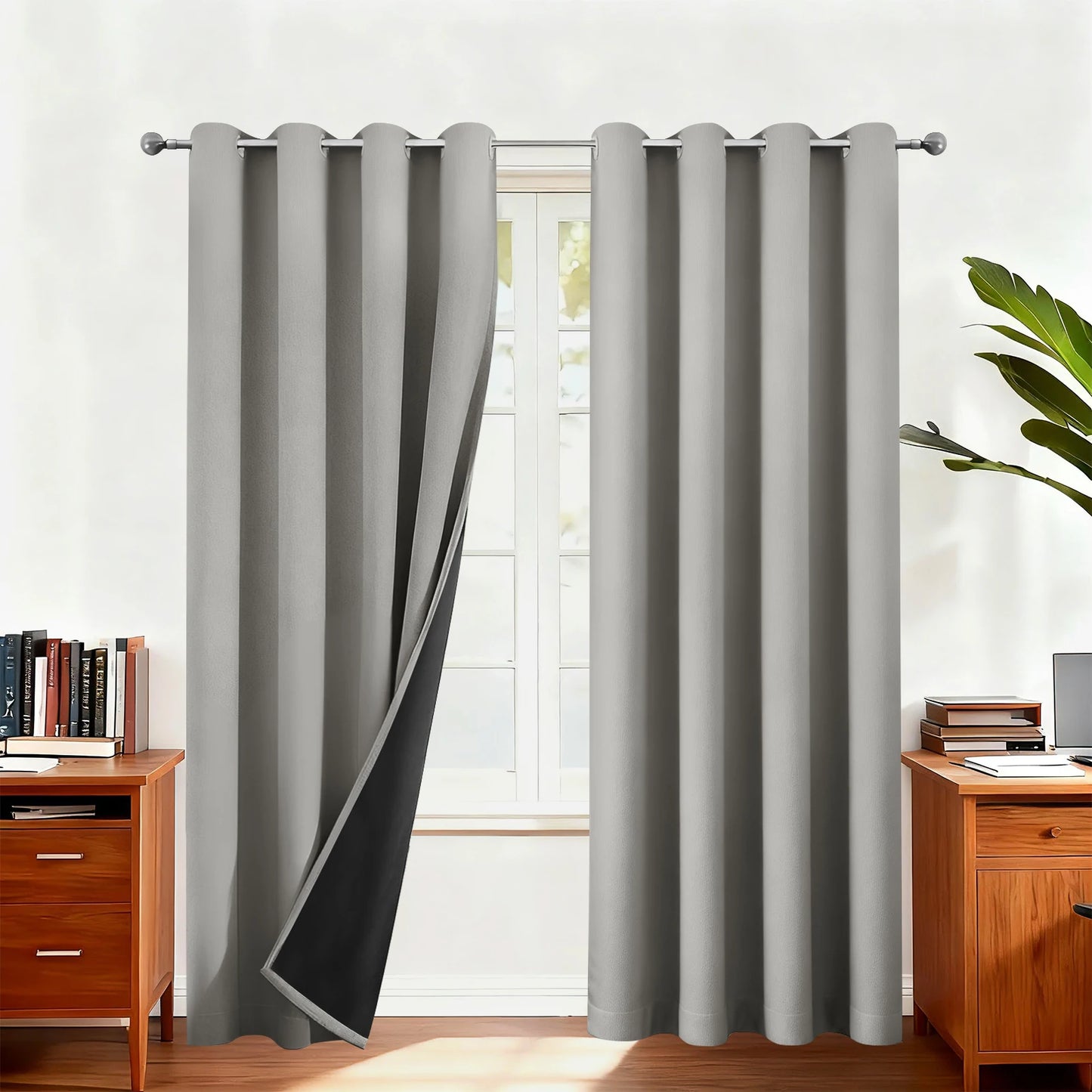 Blackout Thermal Curtains for Bedroom Drop Eyelet Curtains for Living Room Weave Textured Light Blocking Window Curtain Drapes