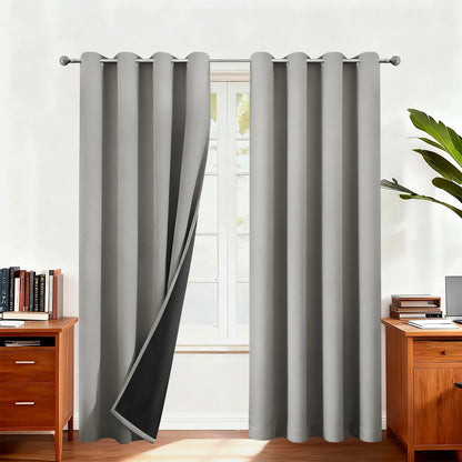 Blackout Thermal Curtains for Bedroom Drop Eyelet Curtains for Living Room Weave Textured Light Blocking Window Curtain Drapes