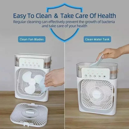 3 in 1 Fan Air Conditioner Home Mini Cooler LED Night Light Portable Humidifier Air Conditioning Fan Office Home Fan