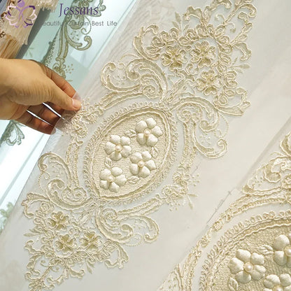 2025 Custom Curtain New Modern Luxury European Thick Velvet Embroidery Yarn Cloth Blackout Curtain for Living Room Bedroom