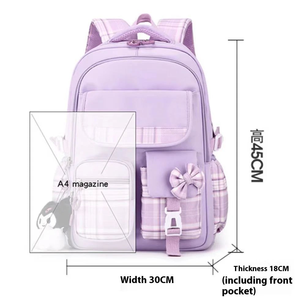 2025 New Student Backpack, Cartoon Cute Girl Backpack, Multi Pocket Lightweight Load Reduction Backpack