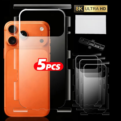 Back+Frame Hydrogel Film For iPhone 17 17Air 17Pro Max Clear Full Protection Border Side Back Protector Soft Films Not Glass