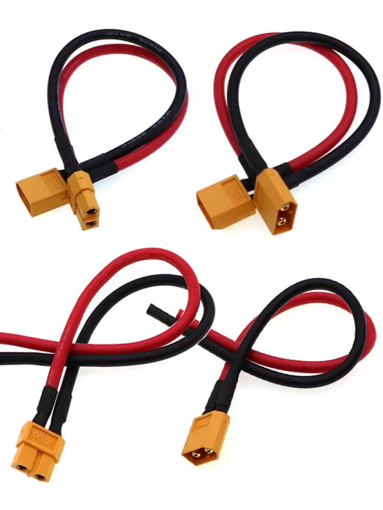 XT60 male female conversion plug connection cable 12AWG 30A, with silicone extension cable battery connector to 10/20/50/100CM