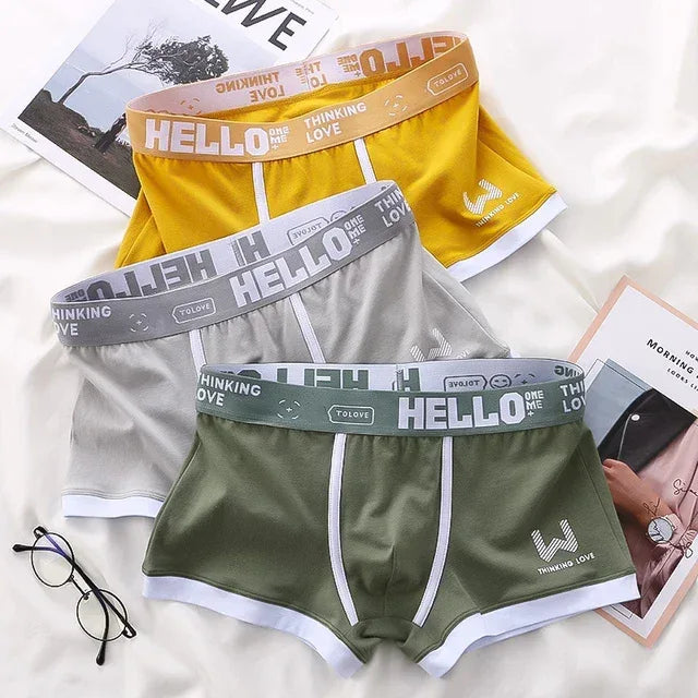 1Pcs Men Cotton Boxer Shorts Panties Underwear3 Colors L XL 2XL 3XL Soft Letter Belt Breathable Soft Fashion Sports