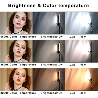45W LED Video Light Double Arms Fill LED Light Selfie Light Long Strips LED Light for Photo Studio Live Broadcast Tiktok Stream