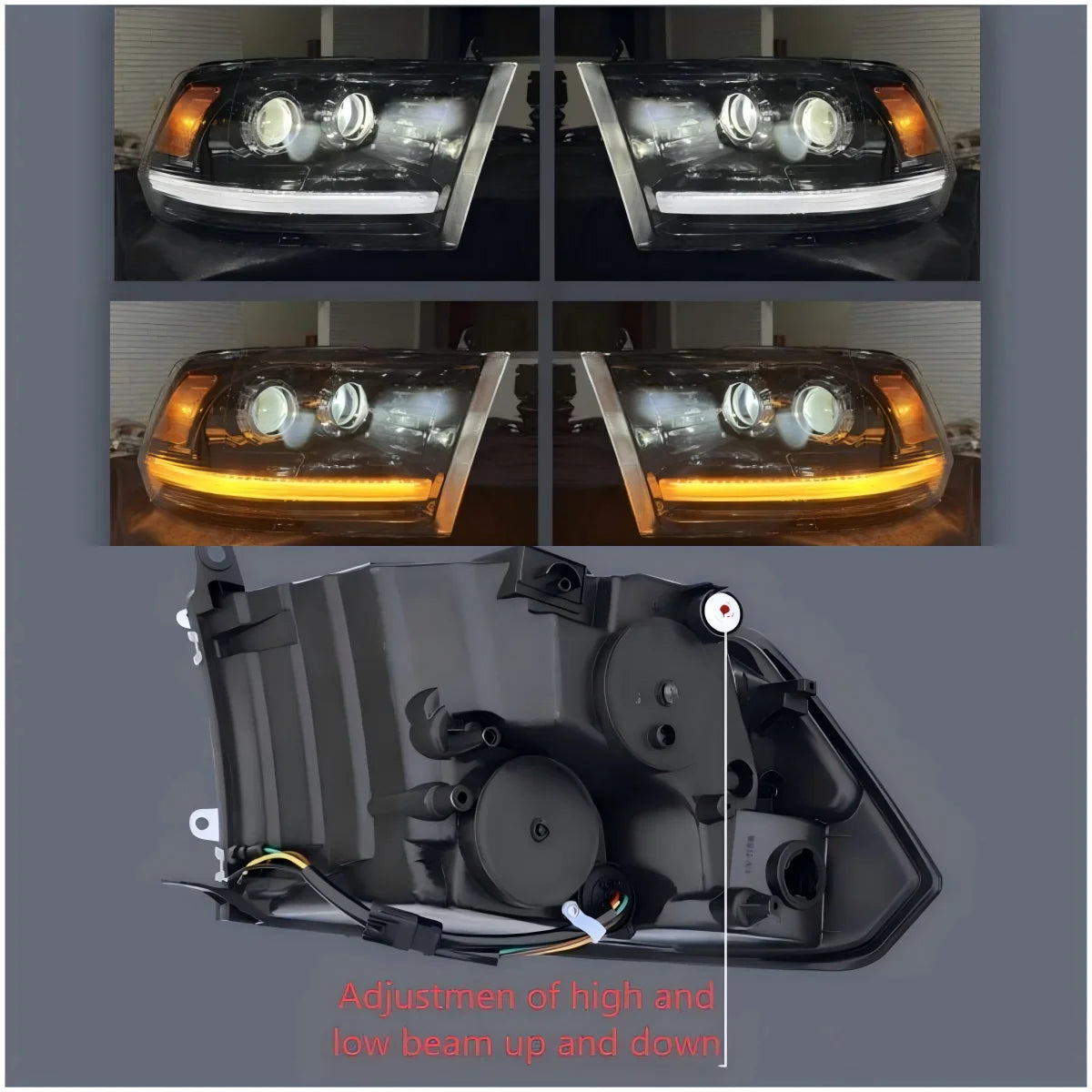 1pcs Full LED Headlight Fit for 2009-2018 Dodge Ram 1500 2500 3500 Sequential Turn Signal&DRL Headlights