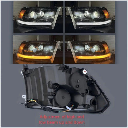 1pcs Full LED Headlight Fit for 2009-2018 Dodge Ram 1500 2500 3500 Sequential Turn Signal&DRL Headlights